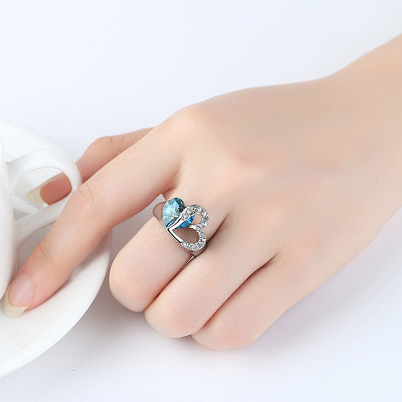 Titanic Sapphire Crystal Heart Of Ocean Ring