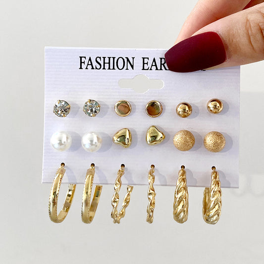 Creative Simple Retro Metal Twist Earrings Suit