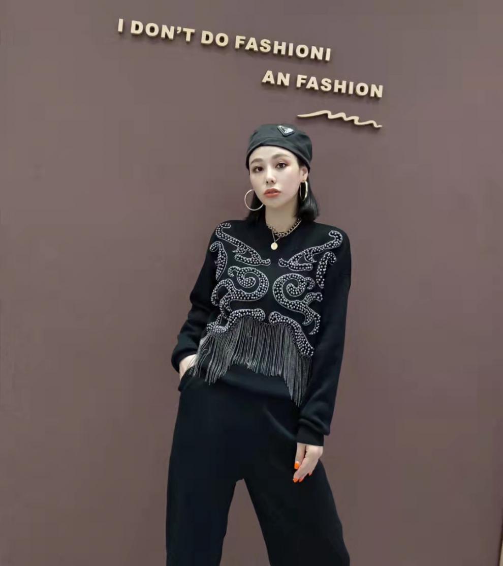 Heavy Industry Knitted Sweater Trousers Suit