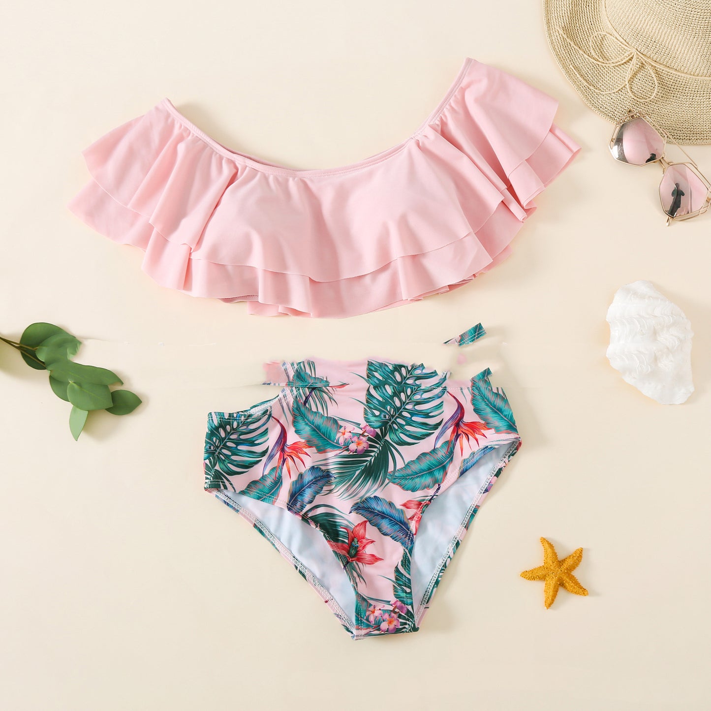 Parent-child Swimsuit European And American Bikini Ruffle