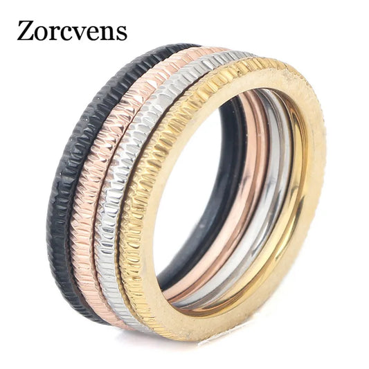 ZORCVENS 2023 New Wedding Band Rings Set For Men/Women Classic Jewelry Four Colors Stainless steel Rings