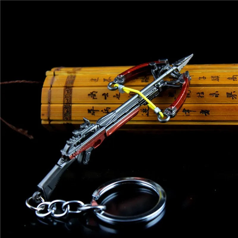 PUBG Mini Weapon Keychain 9cm Crossbow Alloy Metal Weapon Model Keyring Bag Decorations